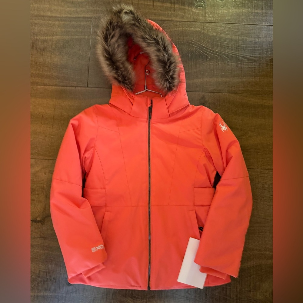 New Spyder Lola Girl’s Jacket in Coral Haze with Fur Hood